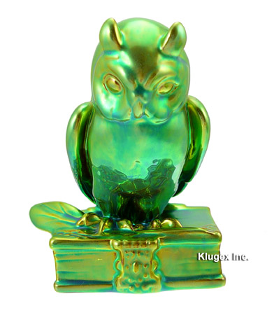 Zsolnay Eosin Owl Figurine on Book