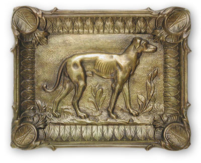 Bronze Ashtray With Borzoi Dog