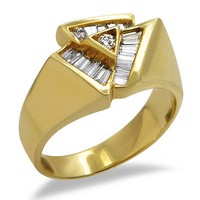 14K Sárga Arany Gyűrű Gyémánt Drágakövekkel