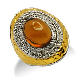Aranyozott Sterling Ezüst Gyűrű Whiskey Kvarc Drágakővel