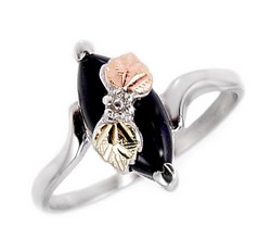 Black Hills Sterling Ezüst & 12K Arany Gyűrű Ónix Drágakővel 54