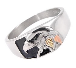 Black Hills Sterling Ezüst & 12K Arany Sasfej Gyűrű 62