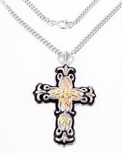 Black Hills Sterling Ezüst & 12K Arany Kereszt Medál