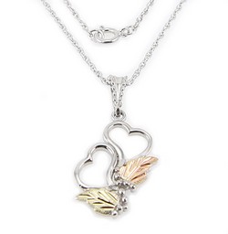 Black Hills Sterling Ezüst & 12K Arany Dupla Szív Medál
