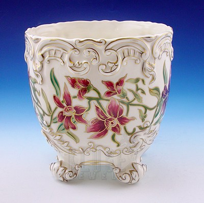 Large Zsolnay Natural Color Cachepot