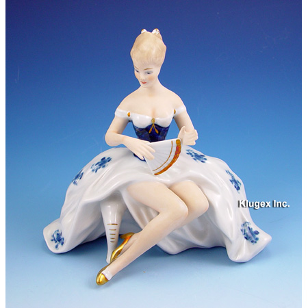 Vintage Cobalt Wallendorf Lady Figurine