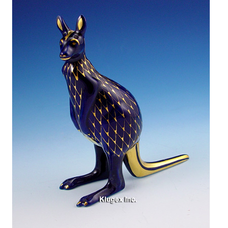 Hollohaza Cobalt Fishnet Kangaroo Figurine