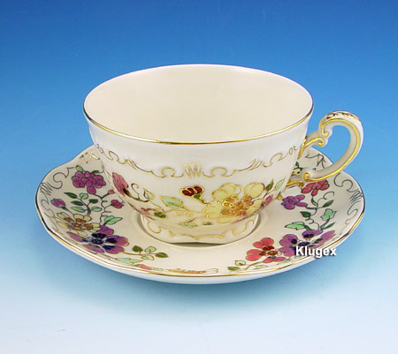 Zsolnay Butterfly Pattern Tea Cup & Saucer