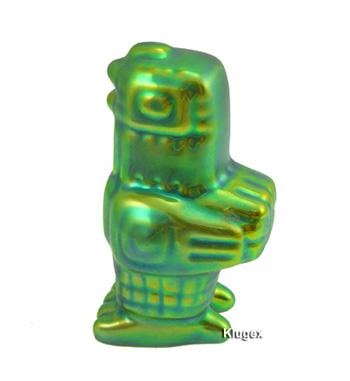 Zsolnay Green Eosin Small Deco Chicken Figurine