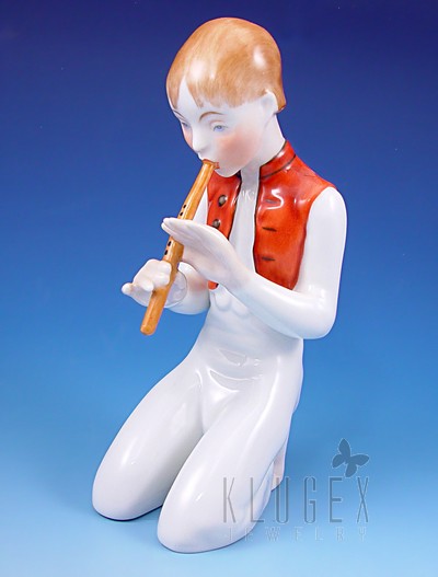 Herend Boy Figurine Playing on Flute