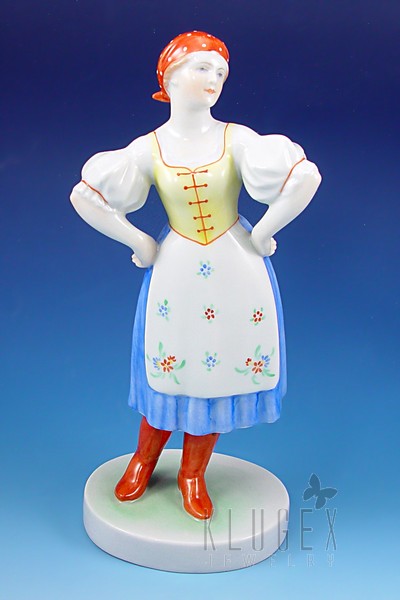 Herend Woman Figurine in Folk Dress