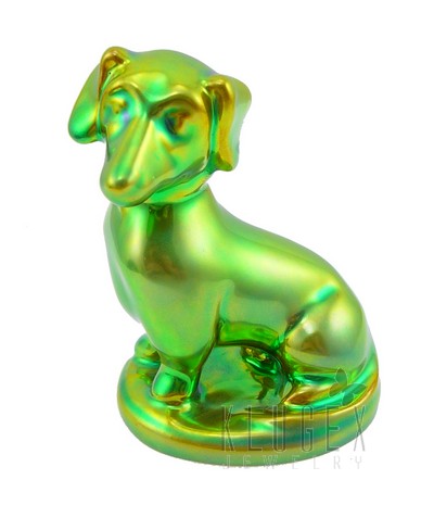 Sitting Zsolnay Eosin Dachshund Dog Figurine