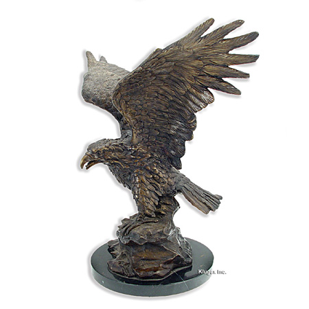 Large Solid Bronze Eagle Figurine 16 Inch Tall