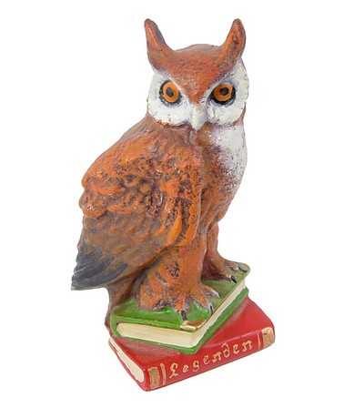 Solid Bronze Owl on Books Figurine