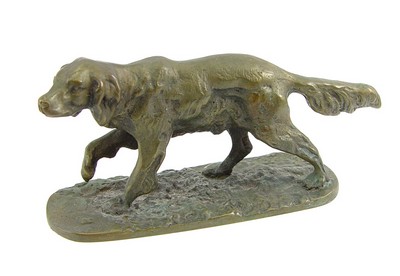 Solid Bronze Hunting Dog Figurine