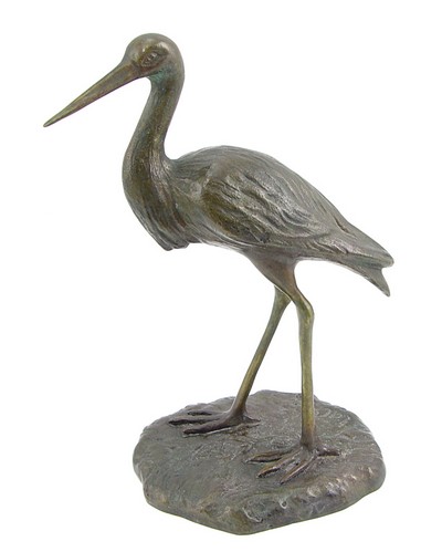 Solid Bronze Stork Figurine