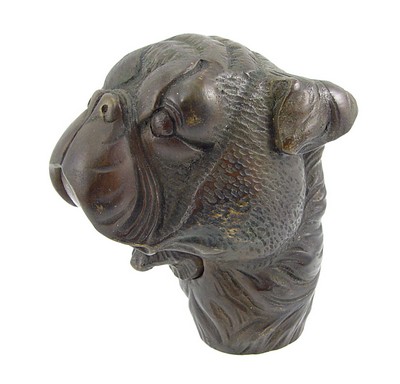 Solid Bronze Walking Stick Dog Head Handle