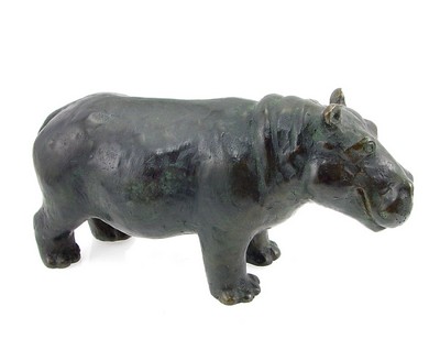 Solid Bronze Hippopotamus Figurine