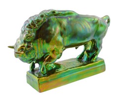 Vintage Zsolnay Eosin Standing Bull Figurine