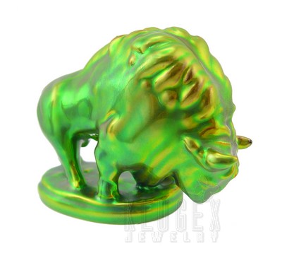 Zsolnay Eosin Small Buffalo Figurine