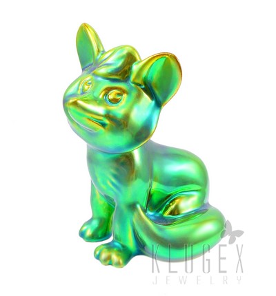 Zsolnay Eosin Sitting Fox Figurine